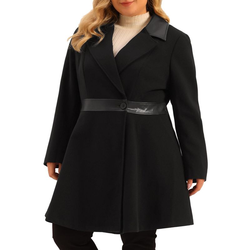 Agnes Orinda Women's Plus Size Fashion Notched Lapel Single Breasted Long Overcoats, 1 of 6