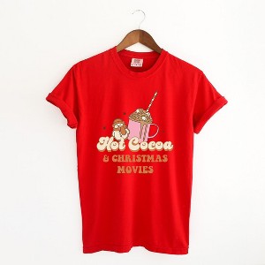 Simply Sage Market Women's Hot Cocoa and Christmas Movies Short Sleeve Garment Dyed Tee - 1 of 4