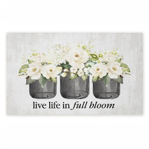 Stupell Industries Life In Full Bloom Flowers Printed Outdoor Door Mat, design by Lettered and Lined, 18"x30" - 1 of 4