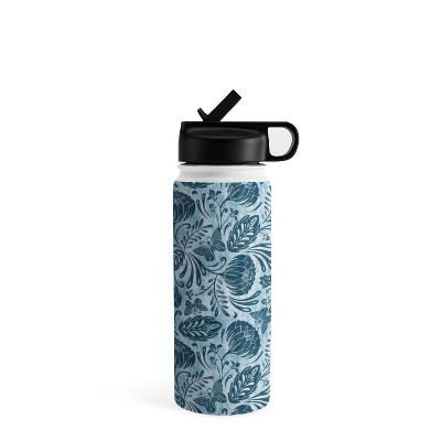 Heather Dutton Flowing Leaves Seafoam 18 oz Water Bottle with Handle Lid - Society6