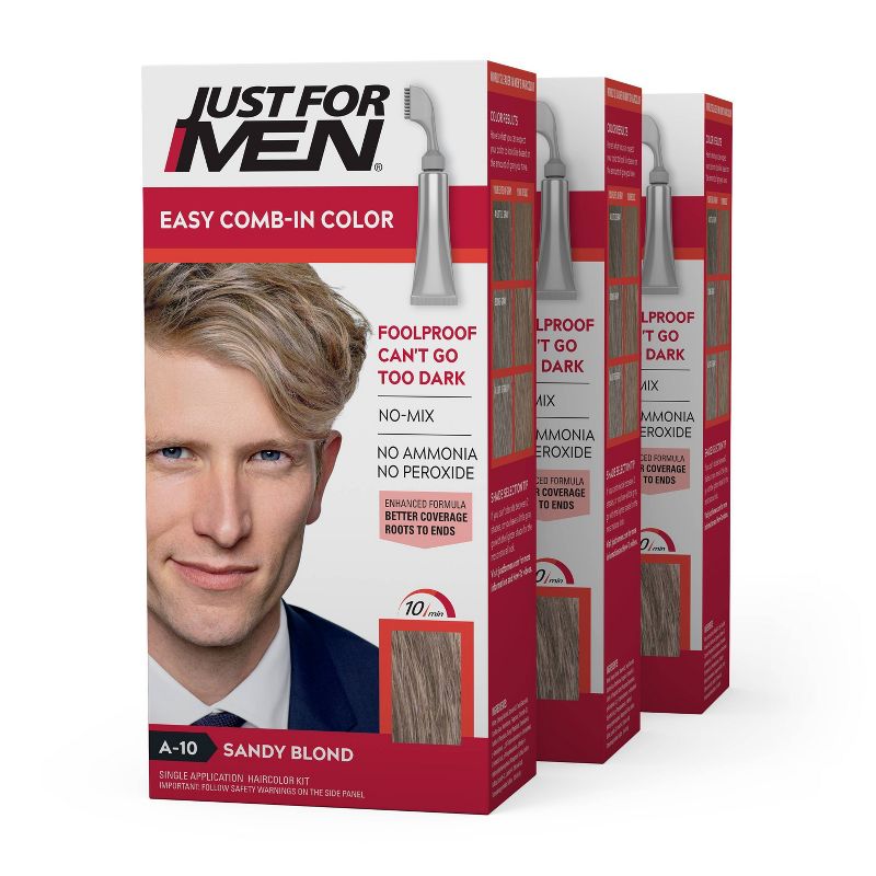 Just For Men Easy CombIn Color Gray Hair Coloring for Men with Comb Applicator - 3pk, 1 of 6