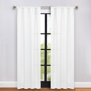 Classic Modern Solid Room Darkening Semi-Blackout Curtains, Rod Pocket, Set of 2 by Blue Nile Mills - 1 of 4
