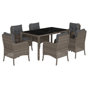 vidaXL Garden Dining Set Grey Poly Rattan 6-seater - 1 of 4