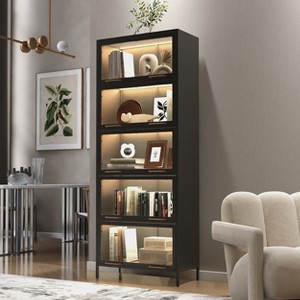 NicBex Bookshelf Storage Rack Bookcases with Door Cabinet for Living Room Home Office - 1 of 4
