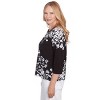 Alfred Dunner Womens Asymmetric Floral Monotone Crewneck Top - 4 of 4