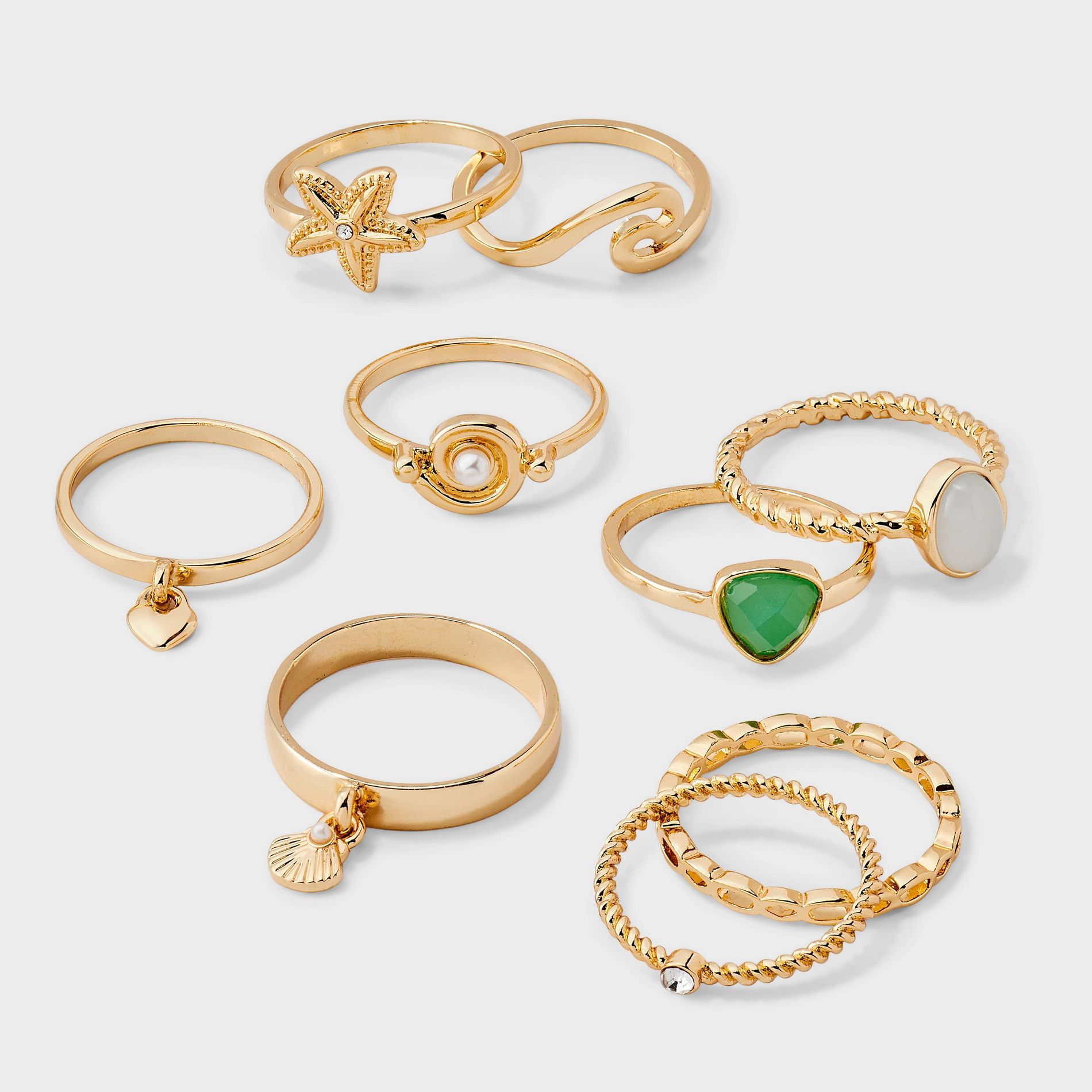 Sealife Ring 9pc Set - Wild Fable™ Gold