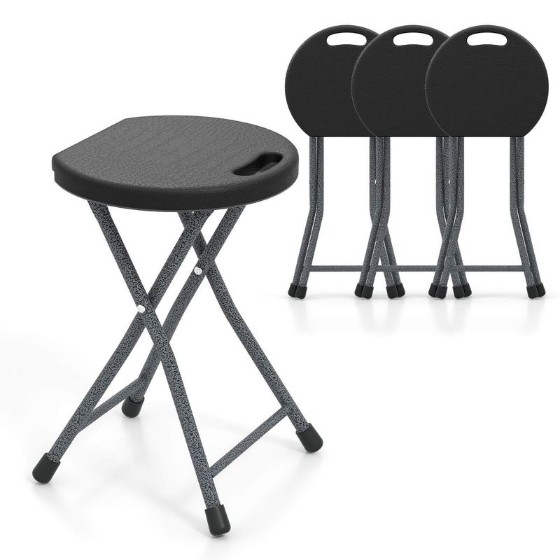 Tangkula 4PCS 18"H Folding Stool Portable & Foldable Camping Chair w/ Built-in Handle, 1 of 11