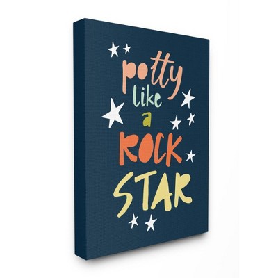 24"x1.5"x30" Potty Like A Rock Star Typography Oversized Stretched Canvas Wall Art - Stupell Industries