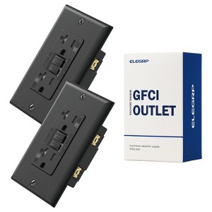 ELEGRP Black 20 Amp 125-Volt Tamper Resistant/Weather Resistant Duplex Self-Test GFCI Outlet, with Wall Plate (2-Pack) - 1 of 1