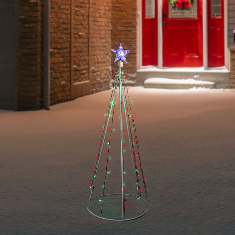 Northlight LED Lighted Twinkling Show Cone Outdoor Christmas Tree - 5' - Red and Green, 2 of 7