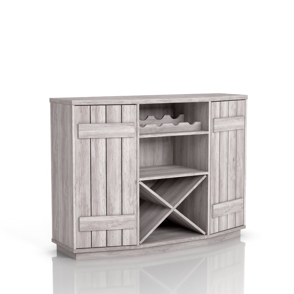 Trekken Farmhouse Buffet Server Coastal White - HOMES: Inside + Out: Rustic Wine Cabinet, Storage Shelves