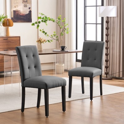 FERPIT Faux Leather Tufted Upholstered Dining Chairs Set of 2