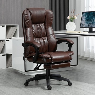 Brown Quilted-Tufted Leather High Back Swivel Executive Chair