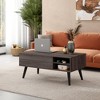 Lift Top Coffee Table for Living Room, Small Coffee Table with Storage,Hidden Compartment and Adjustable Shelf, Mid Century Modern,  Wood, Cherry - 2 of 4