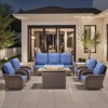 Buenhomino Patio Furniture with Fire Pit, Wicker Outdoor Couch and Swivel Rocking Chairs, Propane Fire Pit Conversation Set - 2 of 4