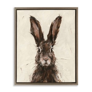 Stupell Industries Brown European Rabbit Hare Floating Frame Canvas Art - 1 of 4