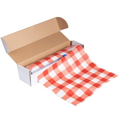 Juvale Red Gingham Disposable Plastic Tablecloth Table Cover Roll 98 Feet x 54" Party Supplies