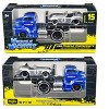 1950 Ford COE Flatbed Truck Blue & 1964 Shelby Cobra #6 Silver Metallic with Stripes 1/64 Diecast Model Cars by Muscle Machines - 3 of 3