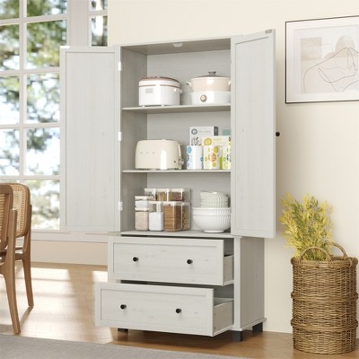 70" Tall Kitchen Pantry Storage Cabinet with 2 Drawers and 3 Shelves, Minimalist Wood Large Storage Cabinet