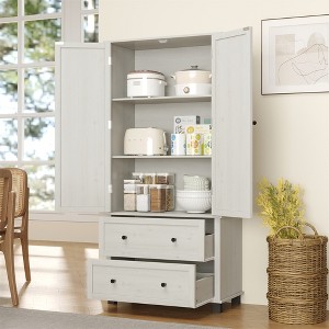 70" Tall Kitchen Pantry Storage Cabinet with 2 Drawers and 3 Shelves, Minimalist Wood Large Storage Cabinet - 1 of 4