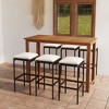 vidaXL Patio Bar Set Bar Table and Stools Patio Furniture Set with Cushions - Brown 6 Piece - 2 of 4