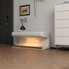 Racxily Entryway Bench Leather Upholstered Ottoman with LED sensor light for living room ,bedroom,end of bed - 3 of 4