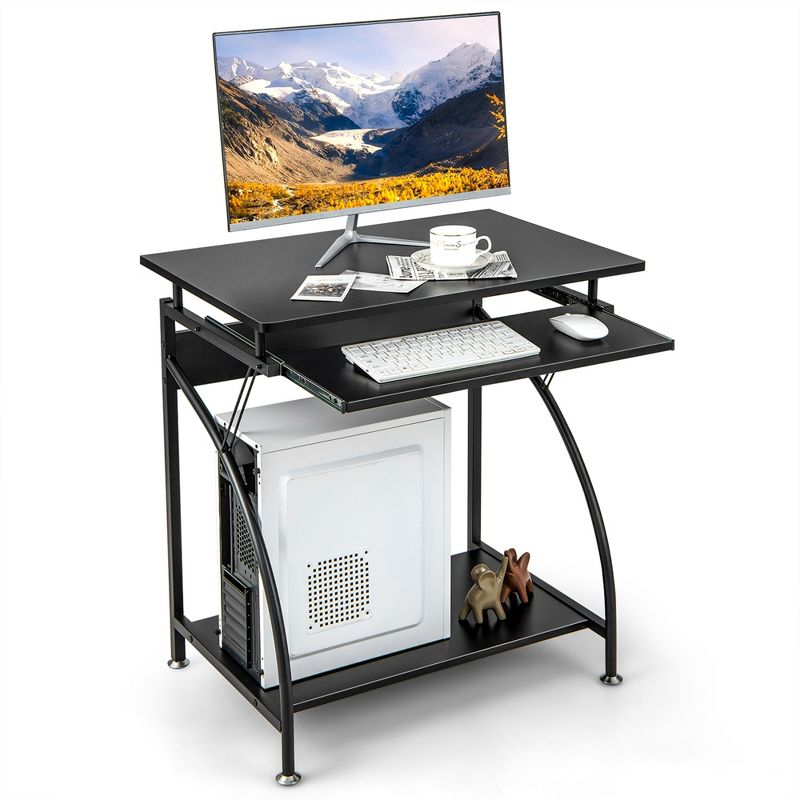 Costway  27.5" Laptop Table Computer Desk for Small Spaces with Pull-out Keyboard Tray, 1 of 11