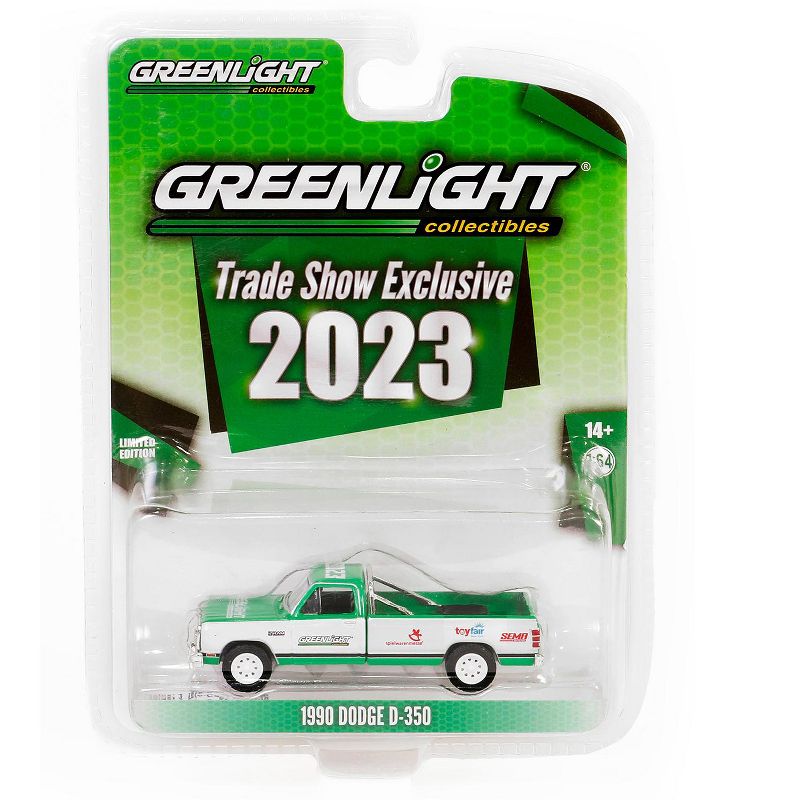 1990 Dodge D-350 Truck Green and White "2023 GreenLight Trade Show Exclusive" 1/64 Diecast Model Car by Greenlight, 1 of 4