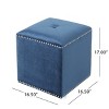 GDFStudio Esteban Modern Glam Velvet Square Ottoman with Nailhead Trim - 3 of 4