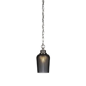 Toltec Lighting Cordova 1 - Light Pendant in  Brushed Nickel with 5" Smoke Textured Shade - 1 of 1