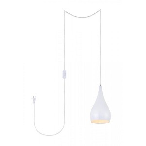 Elegant Lighting Nora 1 Light white plug-in pendant - 1 of 4