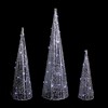 Northlight LED Lighted Glittered Outdoor Christmas Cone Tree - 23.5" - Silver - Set of 3 - 3 of 4