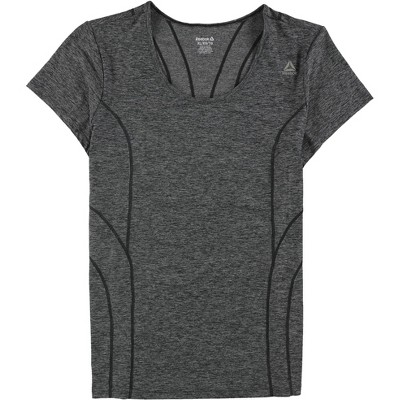 Reebok Womens Reversed Marled Basic T-Shirt, Black, X-Large