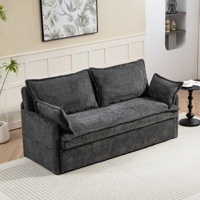 JUJABU 59.5" Corduroy Convertible Sleeper Sofa with Storage & USB Charging for Living Room & Apartment