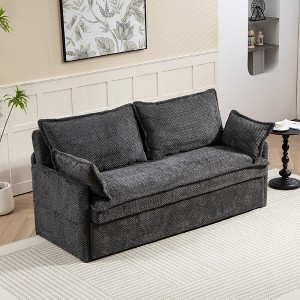 JUJABU 59.5" Corduroy Convertible Sleeper Sofa with Storage & USB Charging for Living Room & Apartment - 1 of 4