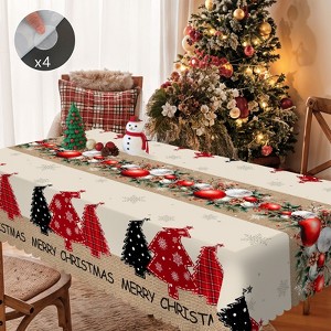 Christmas Wreath Tablecloth, Festive Holiday Dining Table Cover with Wreath Pattern, Dustproof Easy-Care Home Decor - 1 of 4