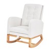 VECELO Modern Upholstered Rocking Chair with Padded Seat & Solid Wood Base, Linen Rocker Armchair for Living Room, White/Gray - 2 of 4