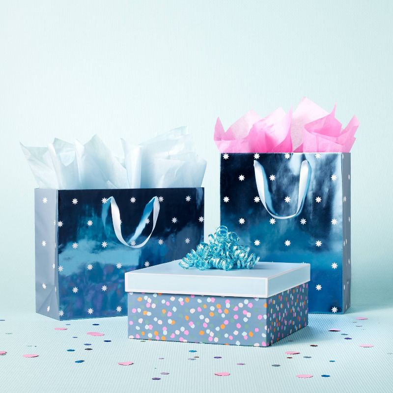 Large Blue Foil with White Star Dot Cub Bag - Spritz&#8482;, 2 of 4