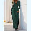 Coolmee Women's Sexy Deep V Neck Solid Color Pleated High Waist Slit Club Party Evening Long Maxi Dress - 3 of 4