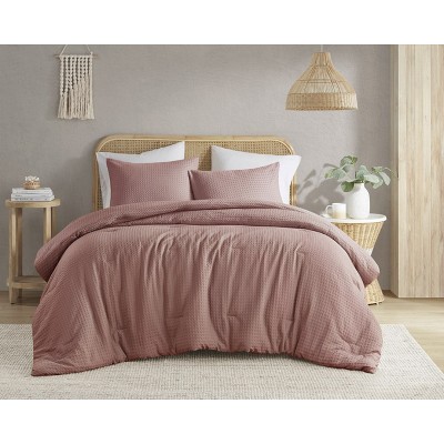 3Pcs Woven Waffle-Weave Knit Comforter Sets, Chic Vintage Style Boho Bed Set for All Season, Premium Breathable Bedding for Luxury Decor Style