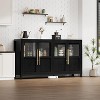 55'' Large Sideboard Buffet Cabinet, Glass Door Kitchen Storage Cabinet, Wooden Farmhouse Coffee Bar Cabinet, Buffet Table with Storage - 2 of 4