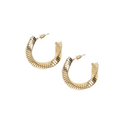 SOHI Women's Champayne Gold Ripple Swirl Hoop Earrrings