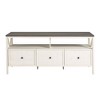 60" Solid Wood Two-Tone Modern Farmhouse TV Stand with Large Drawers, Open Storage, and Sleek Steel Hardware for Living Room and Bedroom - 3 of 4