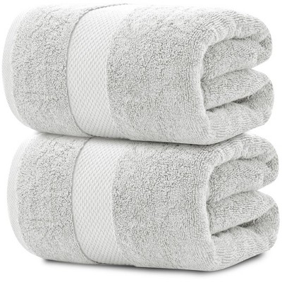 White Classic Luxury 100% Cotton Bath Mats Set of 2 - 22x34 Silver