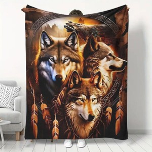Lomsoe Wild Wolf Pattern Blanket Warm Flannel Blanket Perfect for Bed, Travel, Camping, Living Room,Christmas Gift. - 1 of 4