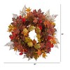 Nearly Natural 30” Autumn Maple Leaves, Acorn, Pinecones and Cinnamon Sticks Artificial Fall Wreath - 2 of 3