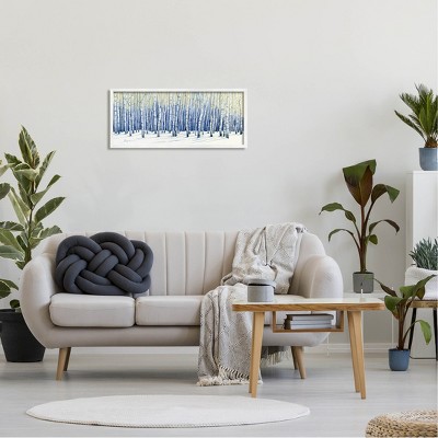 Winter Birch Trees Landscape Print on Canvas with White Frame