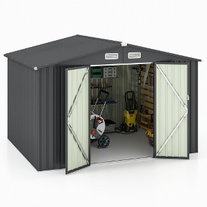 Tangkula 10' x 7.7' Outdoor Storage Shed w/ 4 Vents Lockable Doors Waterproof & Windproof - 1 of 4