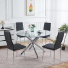 NicBex Space Saving Round Glass Dining Table with Cross Metal Legs,Modern Kitchen Table Bar Table,Dining Room Furniture - 2 of 4