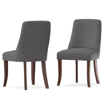 WyndenHall Set of 2 Haley Dining Chairs Slate Gray: Upholstered High Back, Wood Legs